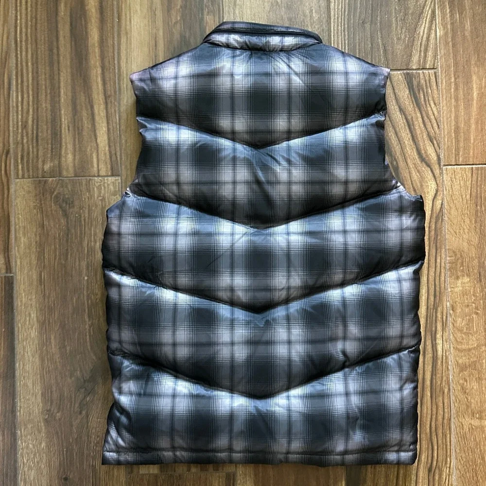 Roper Mens Grey Plaid Down Fill Puffer Vest Size M 03-097-0685-6653 GY